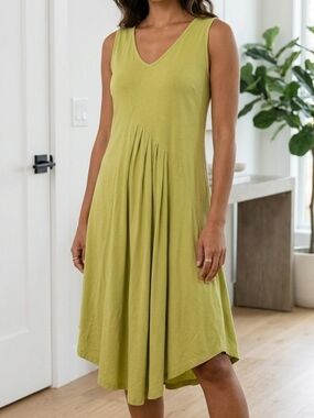 Cut Loose Green Sleeveless Midi Dress 100% RAYON Size XS Oversized